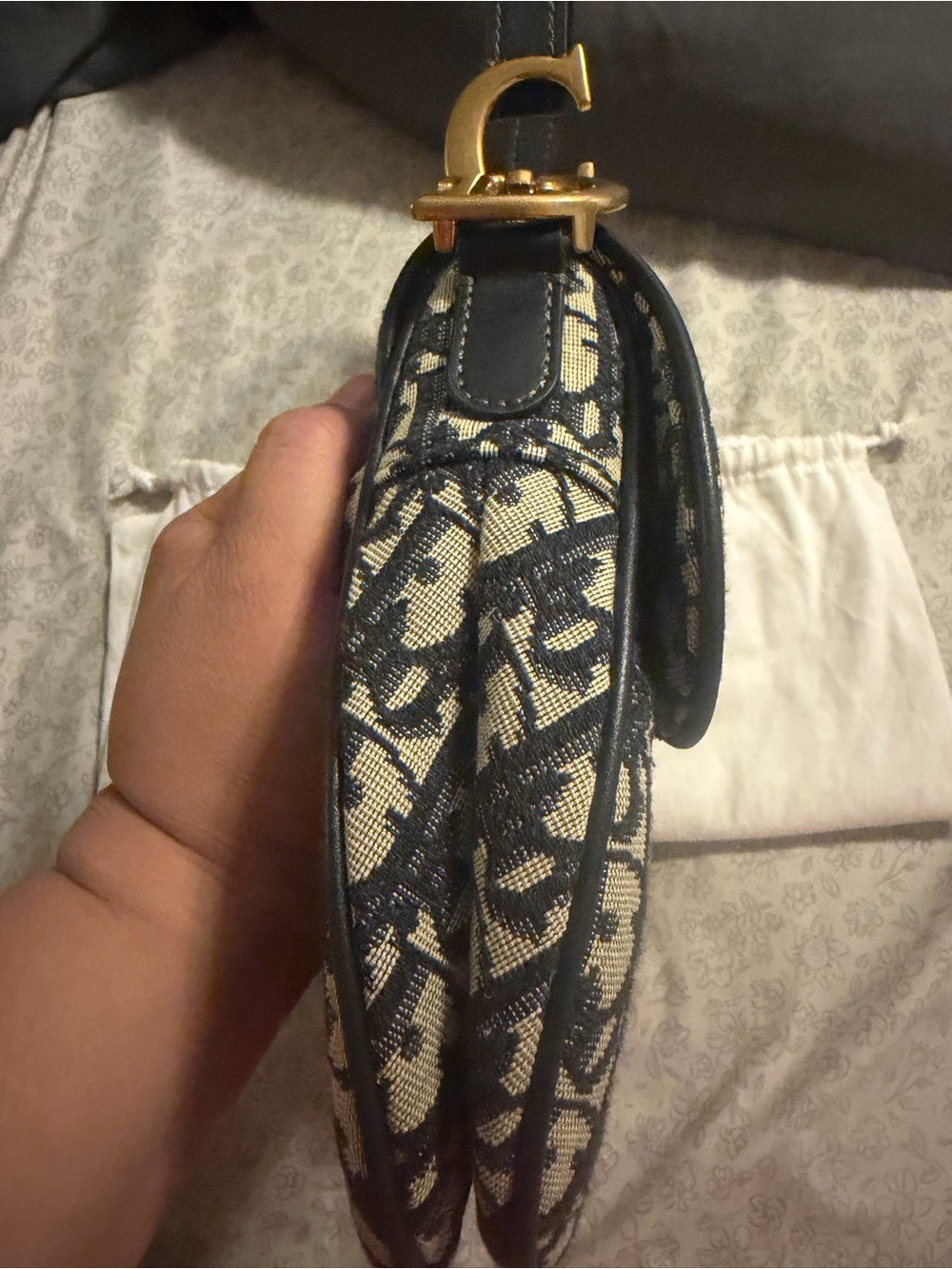 Inspired Saddle Shoulder Bag – Navy & Beige - Picture 6 of 8